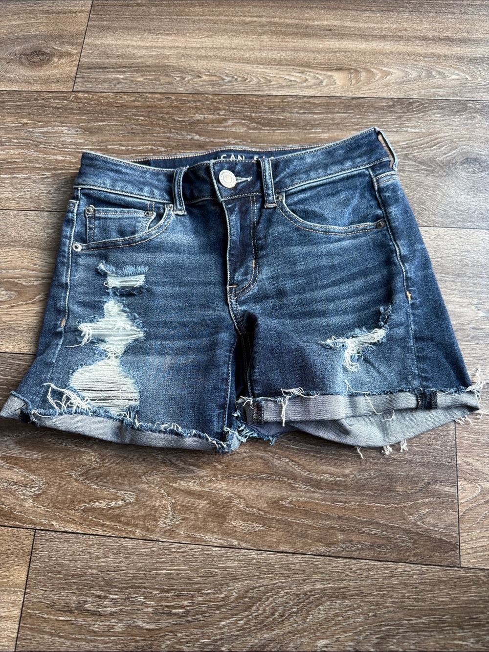 AE Distressed Midi Shorts
